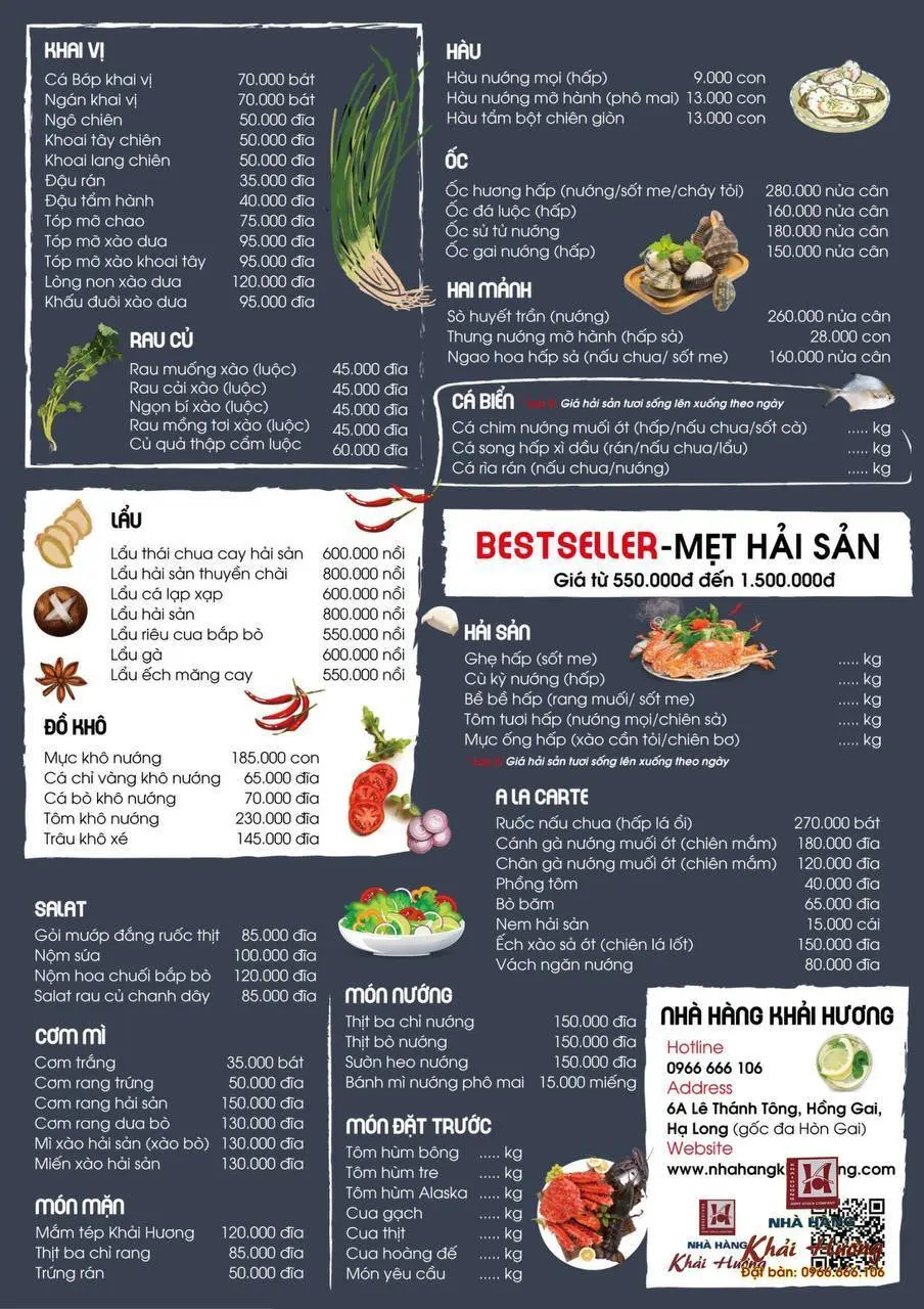 Menu khách lẻ nhà hàng Khải Hương 2