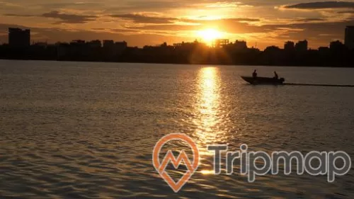 hồ nước, cảnh hoàng hôn